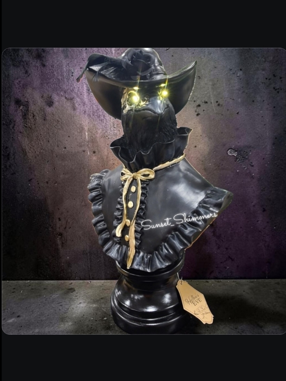 Midevil Gothic Plague Doctor Light Up Raven Bust Halloween Figure Statue Decor